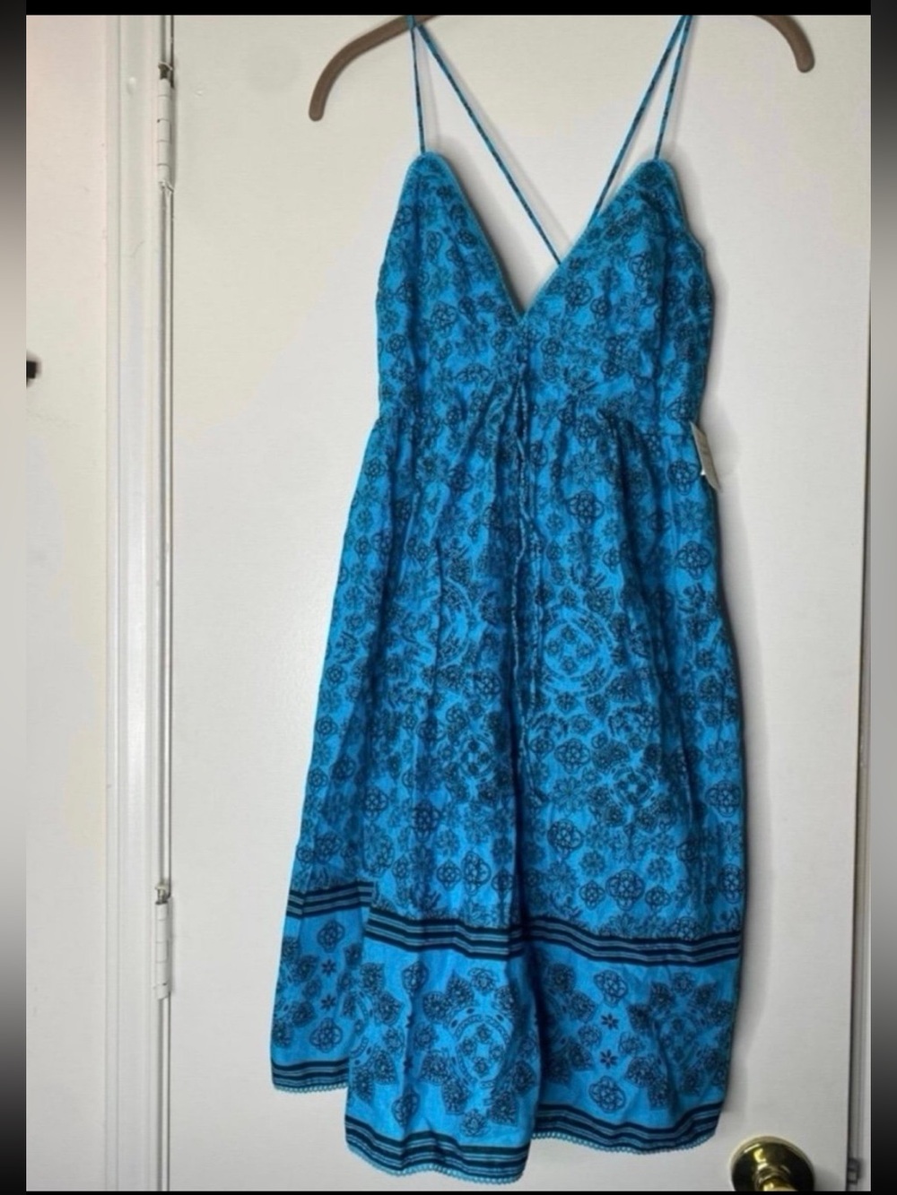 BNWT L.E.I Blue Cross Back Smocked Babydoll Dress Girls X Large